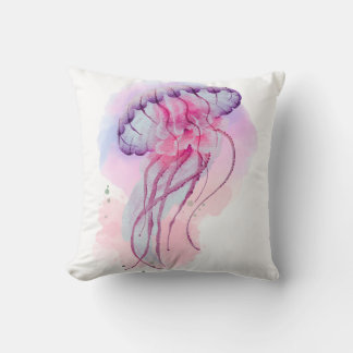 Watercolour artwork of Jellyfish Cushion