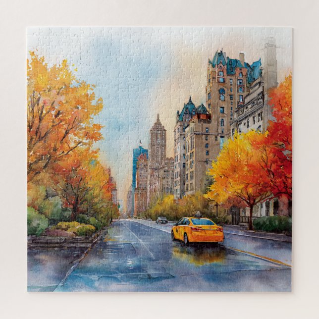 Watercolour Autumn in New York Jigsaw Puzzle (Vertical)