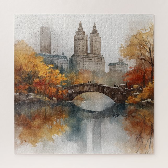 Watercolour Autumn in New York Jigsaw Puzzle (Vertical)