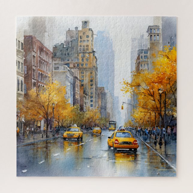 Watercolour Autumn in New York Jigsaw Puzzle (Vertical)