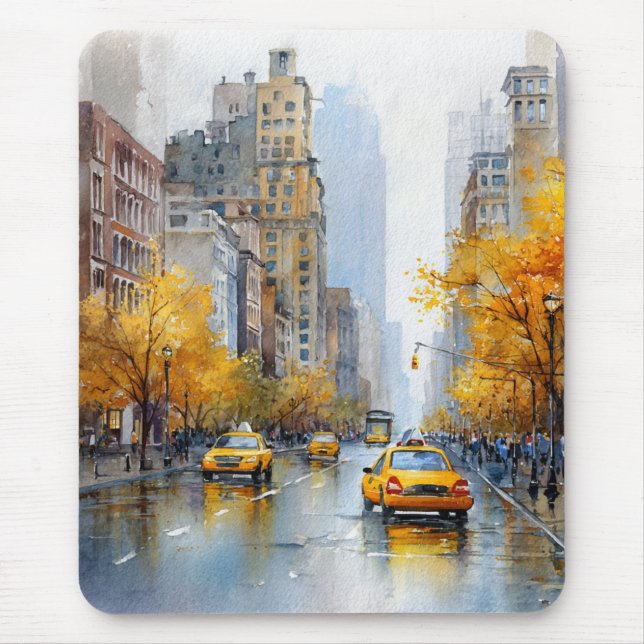 Watercolour Autumn in New York Mouse Pad (Front)