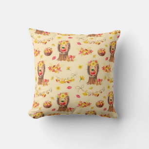 Watercolour Autumn seamless pattern. Cute watercol Cushion