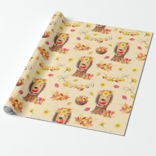 Watercolour Autumn seamless pattern. Cute watercol Wrapping Paper