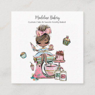 Watercolour Bakery Mixer Pastry Sweets Cakes    Square Business Card