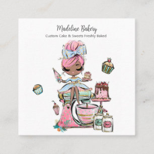 Watercolour Bakery Mixer Pastry Sweets Cakes Square Business Card