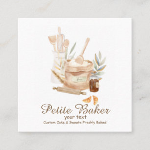 Watercolour Bakery Mixer Pastry Sweets Square Business Card