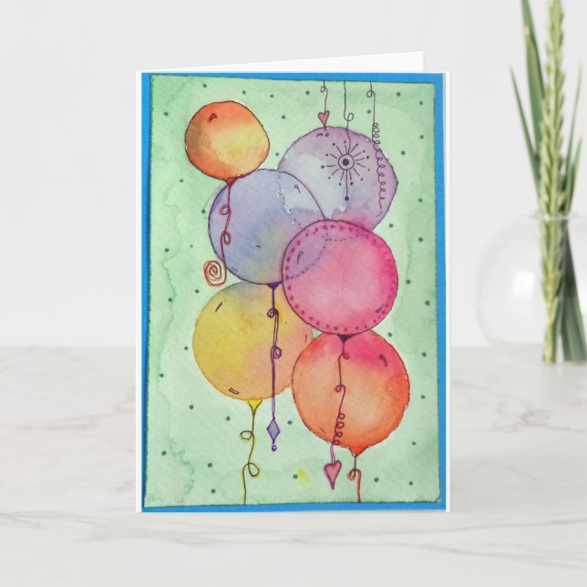 WATERCOLOUR BALLOONS CARD (Front)