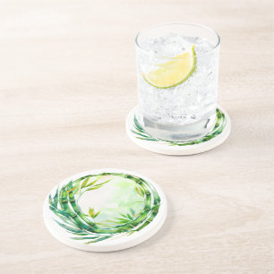 Watercolour bamboo weath design coaster