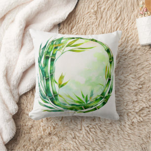 Watercolour bamboo weath design cushion