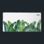 Watercolour Banana Palm Leaves Personalised Desk Mat<br><div class="desc">Add a tropical accent to your workspace with this watercolor desk mat. It features watercolor palm leaves. Personalise by adding your details. This tropical desk mat is perfect as a gift.</div>