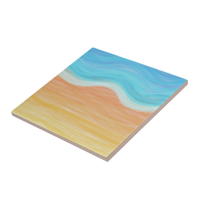 Watercolour Beach Ceramic Tile (Side)