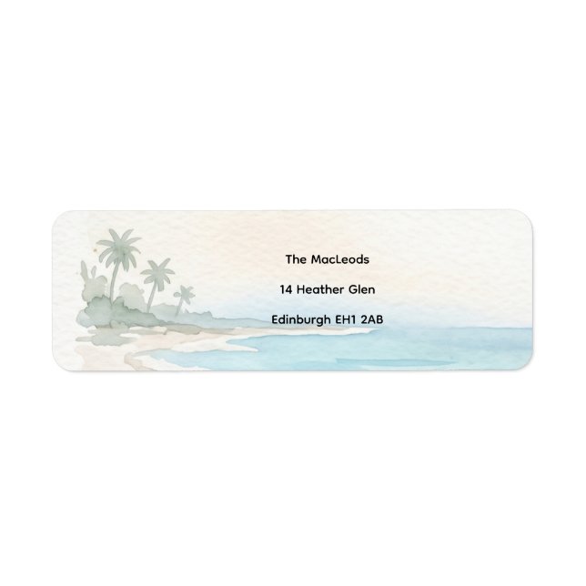 Watercolour Beach Return Address Label (Front)
