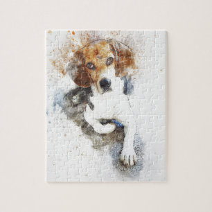 Watercolour Beagle Dog Abstract Jigsaw Puzzle