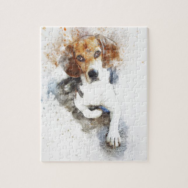 Watercolour Beagle Dog Abstract Jigsaw Puzzle (Vertical)