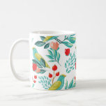 Watercolour Birds, Cranberry & Greenery Christmas Coffee Mug<br><div class="desc">Celebrate the magical and festive holiday season with our custom illustrative holiday mugs. The design features our own hand drawn birds perched on beautiful whimsical foliage branches and cranberries. The pattern wraps around the mug. (You can customised the background colour) All artwork contained in this festive holiday foliage and cardinal...</div>