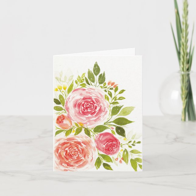 Watercolour Birthday Floral Design Card (Front)