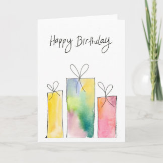 Watercolour Birthday Presents Card