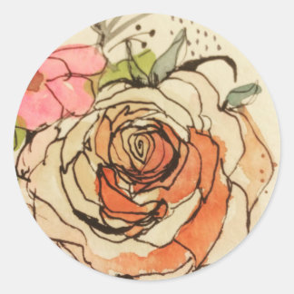Watercolour bloom 3 classic round sticker