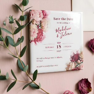 Watercolour Blooms Peony Save the Date Magnet