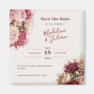 Watercolour Blooms Peony Save the Date Magnet