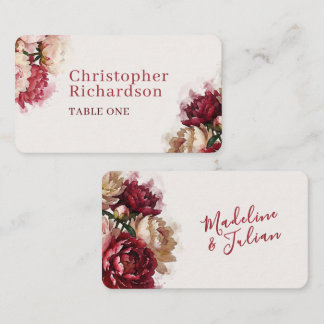 Watercolour Blooms | Romantic Peony Wedding Place Card