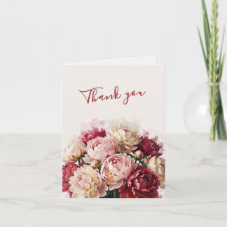 Watercolour Blooms | Romantic Peony Wedding Thank You Card