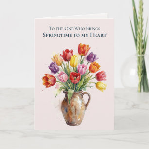 Watercolour Blooms Tulips Classic Mother's Day Holiday Card