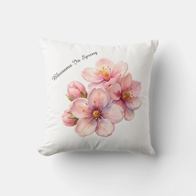 Watercolour Blossoms Spring Custom Pillow Cover  (Front)
