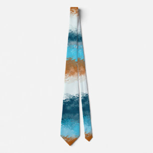 Watercolour Blue and Brown Lines Tie