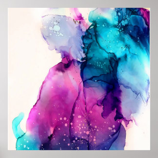 watercolour blue purple  poster