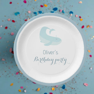 Watercolour Blue WhaleOcean Fish Birthday Party  Paper Plate