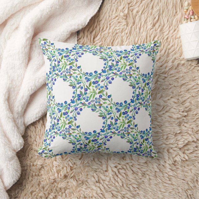 Watercolour blueberry design cushion (Blanket)