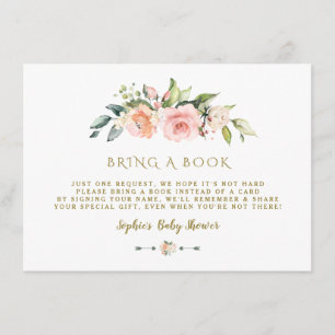 Watercolour Blush Cream Floral Bring A Book Enclosure Card