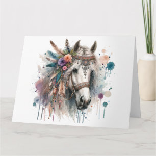 Watercolour Boho Horse Note Card