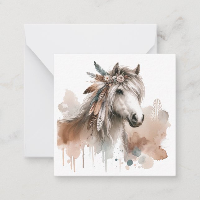 Watercolour Boho Horse Note Card  (Front)