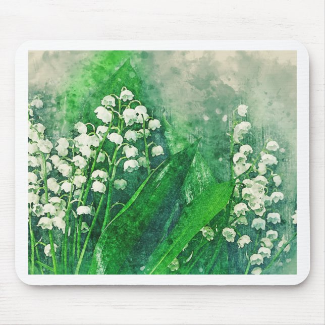 Watercolour Botanical Lily of the Valley Mouse Pad (Front)