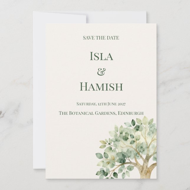 Watercolour Botanical Tree of Life Save the Date C (Front)
