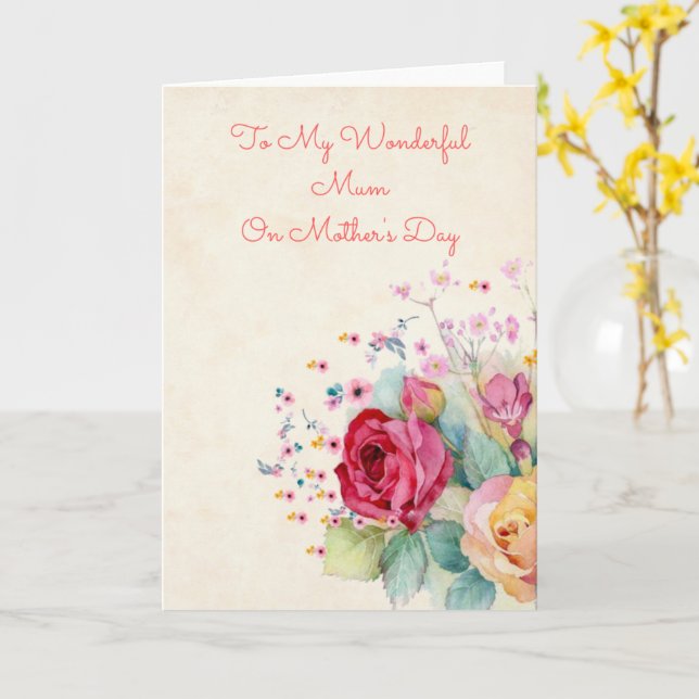 Watercolour Bouquet Mother's Day Card (Yellow Flower)