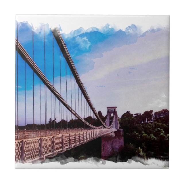 Watercolour Bridge Ceramic Tile (Front)