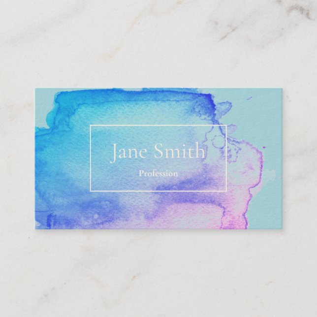 WATERCOLOUR BUSINESS CARD IN BLUE (Front)