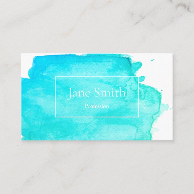 WATERCOLOUR BUSINESS CARD IN TURQUOISE (Front)