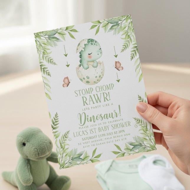 watercolour butterfly Dinosaur Baby Shower Invitation (Creator Uploaded)