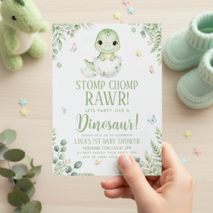 watercolour butterfly Dinosaur Baby Shower Invitation