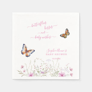 Watercolour Butterfly Wildflowers Baby Shower  Napkin