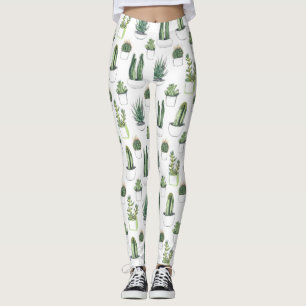Watercolour Cacti & Succulent Leggings