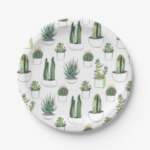 Watercolour Cacti & Succulent Paper Plate