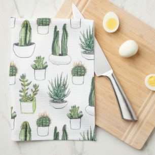 Watercolour Cacti & Succulent Tea Towel