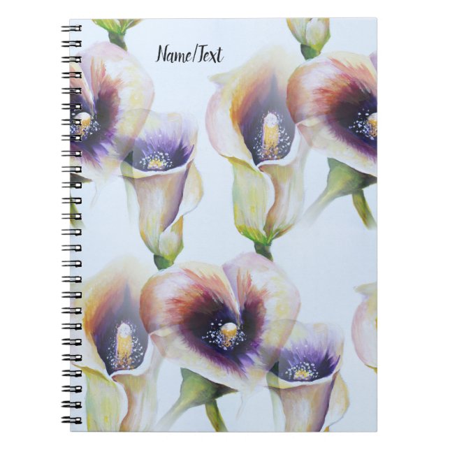 Watercolour Calla Lilies in Gradient Colors Notebook (Front)