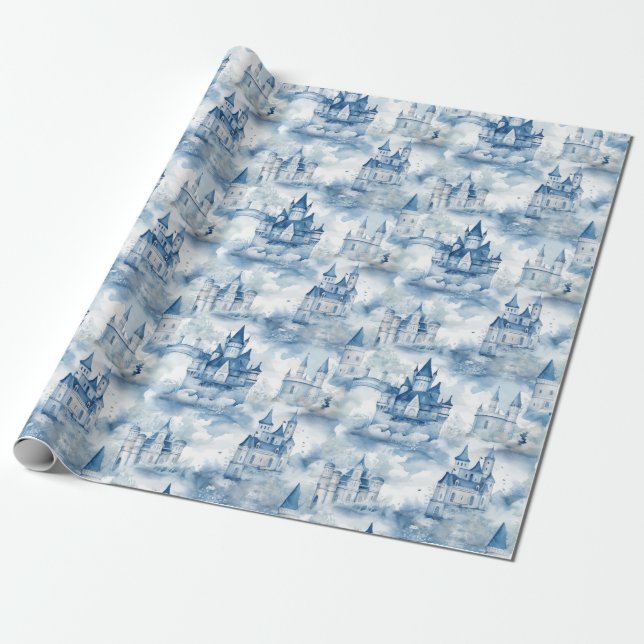 Watercolour Castles Wrapping Paper (Unrolled)