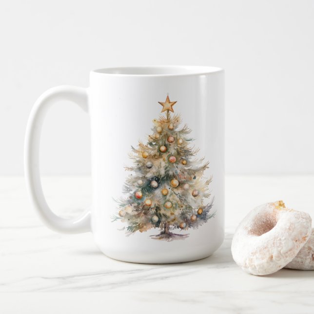 Watercolour Christmas Coffee Mug (With Donut)